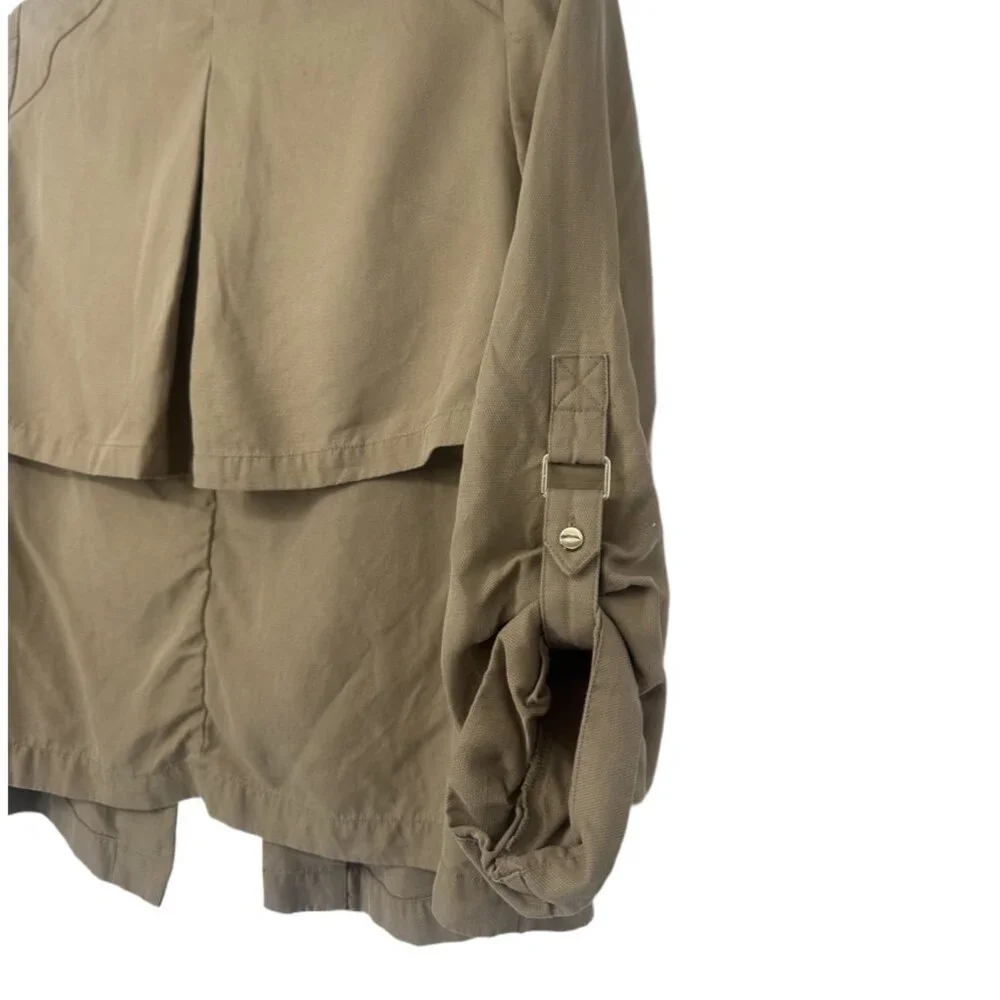 Chico’s Taupe Lyocell Utility Jacket Roll Tab Sleeves Small - Picture 5 of 7